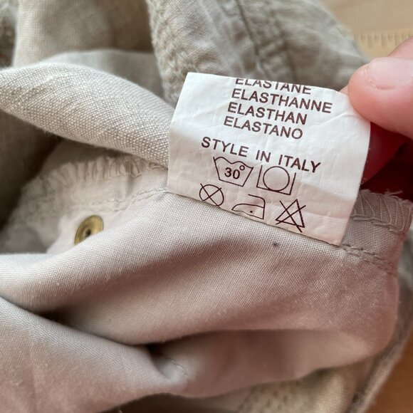 Vintage Womens Wide Leg Pants Beige Size 42 Triple=A Gold Belt Boho Lagenlook - Picture 14 of 16